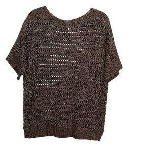 Chico’s Brown Open Knit Short Sleeve Sweater